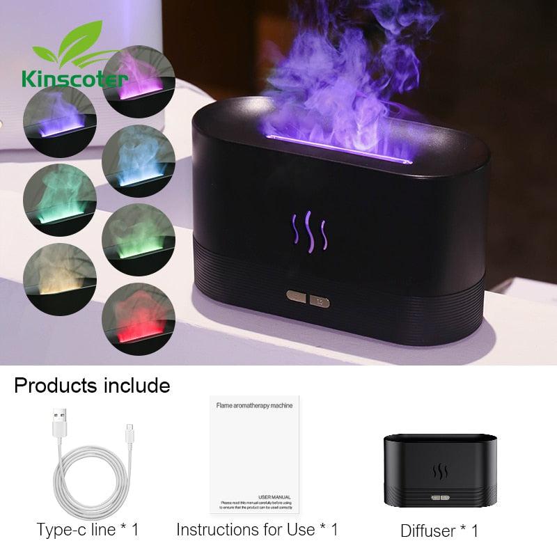Ultrasonic Aroma Diffuser | Cool Mist Maker with LED Flame Lamp & Essential Oil Infusion